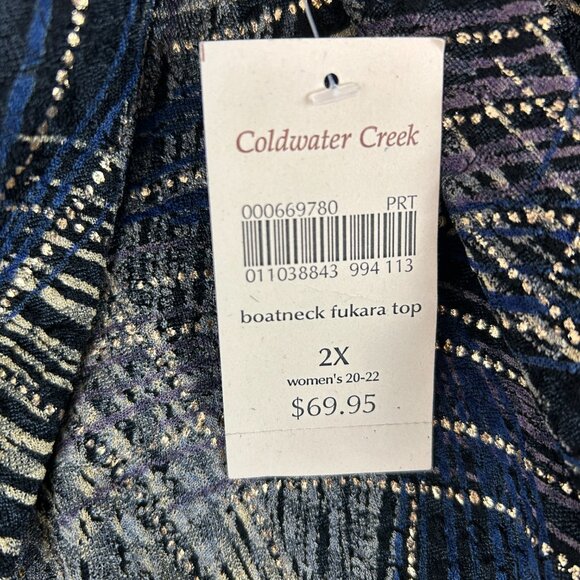COLDWATER CREEK Women Size 2x Multicolor Crew Neck 3/4 Sleeve Blouse Beautiful - Picture 9 of 12